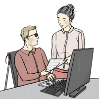 Blinde Person am PC Blinde Person am PC