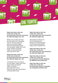 Screen vom Liedtext "Die Torte"