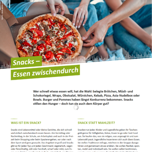 Screen vom Themenblatt "Snacks - Essen zwischendurch"
