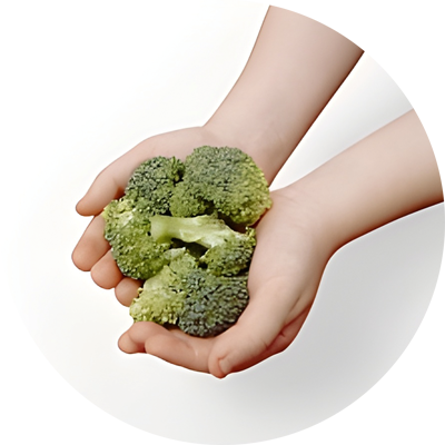 Kinderhand mit Brokkoli
