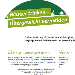 Screen vom Themenblatt "Wasser trinken - Übergewicht vermeiden"