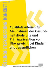 Titelbild des Fachbuchs "Qualitätskriterien für Maßnahmen der Gesundheitsförderung und Primärprävention von Übergewicht bei Kindern und Jugendlichen" Titelbild des Fachbuchs "Qualitätskriterien für Maßnahmen der Gesundheitsförderung und Primärprävention von Übergewicht bei Kindern und Jugendlichen"